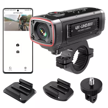 AKEEYO AKY-710S 4K motoristična nadzorna kamera z dvema kanaloma, GPS, Wi-Fi, IP67 vodoodporna - črna