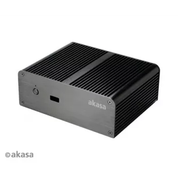 Akasa Newton T ohišje mini PC brez ventilatorja za Intel NUC (UCFF/Thin Mini-ITX) - brez napajalnika - črno