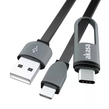 Akasa AK-CBUB35-10BK kabel USB 2.0 - USB-A na Micro-USB B z adapterjem USB-C - 1 m - črn