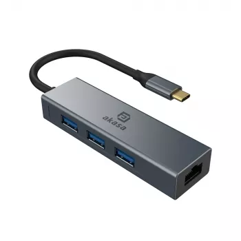 Akasa USB Type-C 4-v-1 zvezdišče z Ethernetom 1 x RJ45 3 USB-A USB 3.2 Gen 1