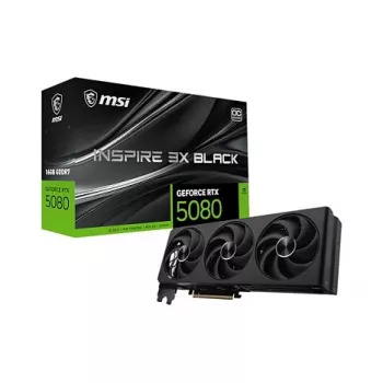 MSI GeForce RTX 5080 16G INSPIRE 3X OC grafična kartica, 16GB GDDR7, trije ventilatorji, črna