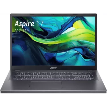Acer Aspire 17 A17-51M prenosnik – Intel Core 5 120U 1,4 GHz – 16 GB DDR5 RAM – 1.024 TB NVMe SSD – 17,3 inch Full HD LED – Windows 11 Pro – Intel Graphics – Wi-Fi 6E – Bluetooth 5.3 – srebrna/črna