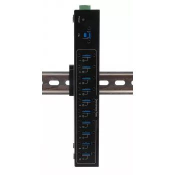Exsys USB 3.2 Gen 1 10-portno kovinsko vozlišče s kompletom za DIN-tirnico, čipovje VIA VL811+, 5 Gbps, napajalnik 5V/4A, kabel 1,8m