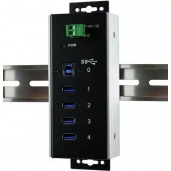 EXSYS EX-1185HMVS-WT industrijsko vozlišče USB 3.2 Gen 1, 4-portno, montaža na DIN-tirnico