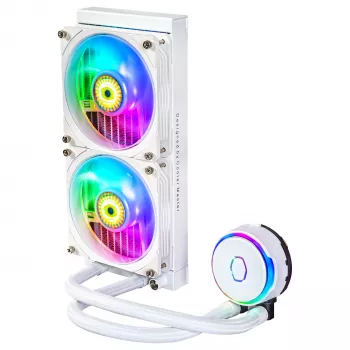 Cooler Master MasterLiquid PL240 FLUX White hladilnik za CPU, 240mm radiator, 2x 120mm ventilatorja, ARGB, LGA1700/AM5