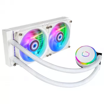 Cooler Master MasterLiquid PL240 FLUX White hladilnik za CPU, 240mm radiator, 2x 120mm ventilatorja, ARGB, LGA1700/AM5