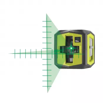 RYOBI križni linijski laser, zeleni žarek, doseg 15 m