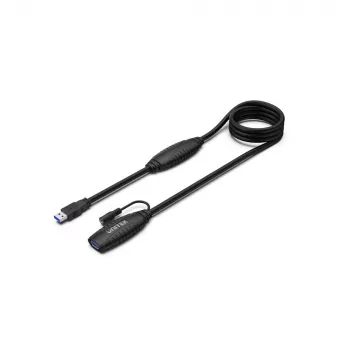 UNITEK aktivni podaljševalni kabel USB 3.1 15m, ojačevalnik signala, črn