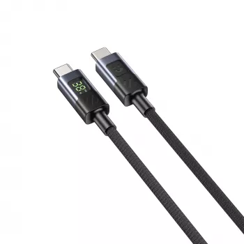 UNITEK USB-C PD 60W 480Mbps kabel z zaslonom 2m pleten črn