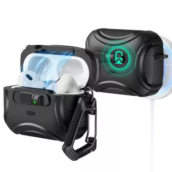 ESR Cyber FlickLock HaloLock MagSafe ovitek za Apple AirPods Pro 3, črn