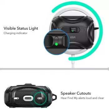 ESR Cyber FlickLock HaloLock MagSafe ovitek za Apple AirPods Pro 3, črn