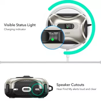 ESR Cyber FlickLock HaloLock MagSafe ovitek za Apple AirPods Pro 3, titan