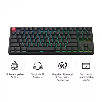 Keychron K8X-J3 80% TKL Brown Switch RGB hot-swap, črna