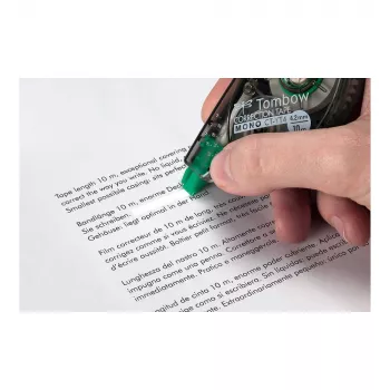 Tombow korekcijski valjček 10 m x 4,2 mm, bel trak, prozno modro ohišje