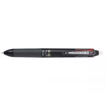PILOT PEN FriXion Ball 4 gel pero z radirko 4-v-1, črno ohišje, 0,5 mm izjemno fina