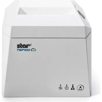 STAR MICRONICS TSP143IV UEWB termični tiskalnik za račune, 203 dpi, 250 mm/s, USB-A, USB-C, Bluetooth, Ethernet, Wi-Fi, CloudPRNT, samodejni rezalnik, bel, notranji napajalnik