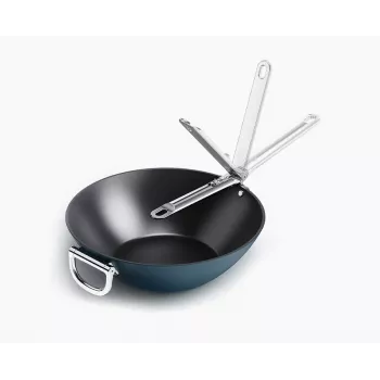 Joseph Joseph Space zložljiv ročaj keramična neoprijemljiva wok ponev 32 cm modra