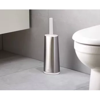 Joseph Joseph Flex 70517 ščetka za WC iz nerjavnega jekla s silikonsko glavo, srebrno-siva