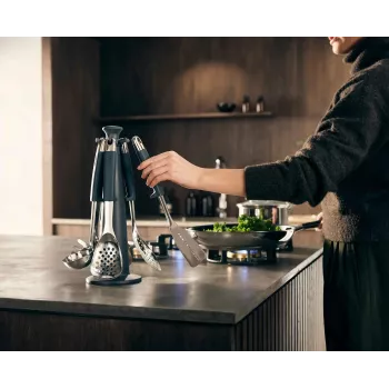 Joseph Joseph Elevate 6-delni set kuhinjskih pripomočkov z vrtljivim stojalom, nerjavno jeklo in silikon, siva