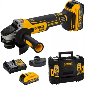 DEWALT DCG405S2T-QW 18V XR akumulatorski kotni brusilnik 125mm brezkrtačni z 2x5.0Ah baterijama, polnilnikom in kovčkom TSTAK