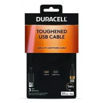 DURACELL 1m kabel USB-A na Lightning, bel, MFi certificiran