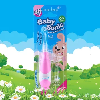 BRUSH-BABY Baby Sonic Sonic zvočna zobna ščetka 0-3 leta roza