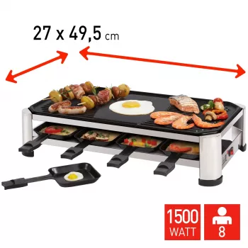 FRITEL RG 2170 raclette žar nerjavno jeklo krom/črna 1200 W 8 oseb