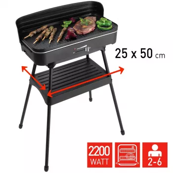 FRITEL Starter BBQ 2246 električni žar s stojalom, 2200 W, črn