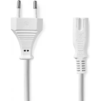 Nedis napajalni kabel - evro vtič na IEC-320-C7, 3,00 m, raven, ploščat, PVC, bel