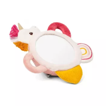 Lilliputiens aktivnostno ogledalo Lena the Unicorn z ročaji, senzorična igrača za dojenčke od 3 mesecev