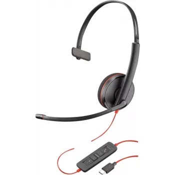 Poly Blackwire C3210 USB-C – serija 3200 – žična enoušesna naglavna slušalka z mikrofonom za dušenje hrupa – črna
