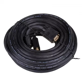 Akyga AK-AV-09 VGA kabel D-Sub 15-pin moški-moški, 2x ferit, 15 m, črn