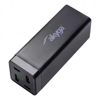 Akyga Charge Brick AK-CH-17 USB polnilnik 65 W, 2 x USB-C PD + 2 x USB-A QC 4+, črn