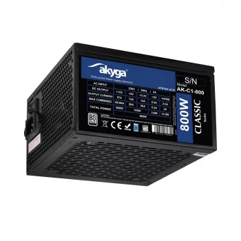 Akyga Classic AK-C1-800 ATX napajalnik 800 W, 80 PLUS, aktivni PFC, 120-mm ventilator