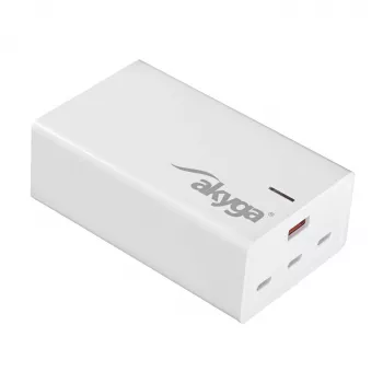 Akyga AK-CH-25 GaN namizni USB polnilnik 140 W, 3 x USB-C PD + USB-A, bel