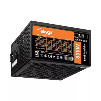 Akyga AK-C2-800 Classic 800 W ATX napajalnik, delno modularni, aktivni PFC, 120-mm ventilator