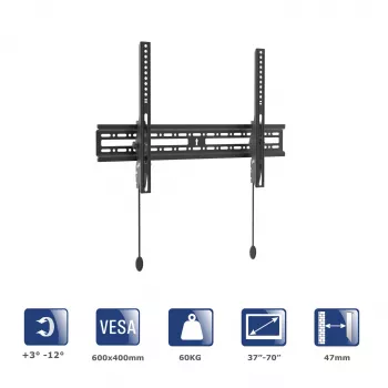 Akyga AK-MB-07 nagibno stensko držalo za TV, 37-70 inch, 60 kg, VESA 600x400, črno