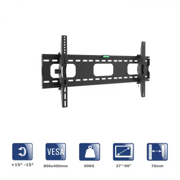 Akyga AK-MB-08 nagibno stensko držalo za TV, 37-90 inch, 60 kg, VESA 800x400, črno