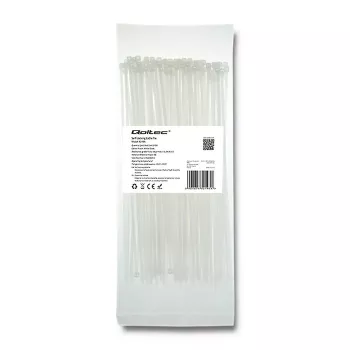 Qoltec 52195 zippers 2.5 200 100 kosov najlonska UV bela kabelska vezica