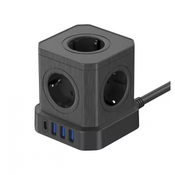 Newell GaN Power Cube 9W1 podaljšek z vtičnicami, črn