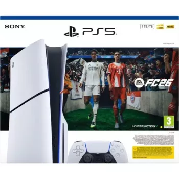Sony PlayStation 5 Slim Disc Edition 1TB + EA Sports FC 26 paket – bela/črna (CFI-2116A)