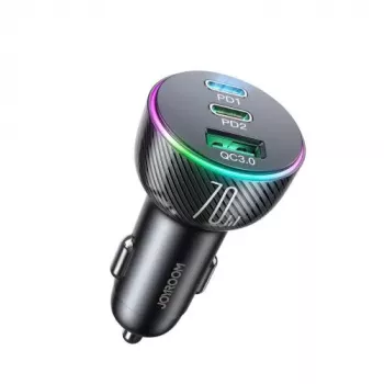 Joyroom 3-v-1 avtopolnilnik z Bluetooth FM oddajnikom, 70W PD, črn (JR-CL26)