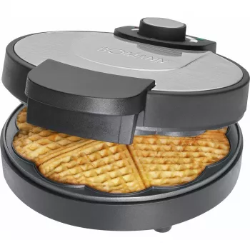 Bomann WA 1365 CB pekač za vaflje 1000 W v obliki srca, protilepljiv, črn/inox