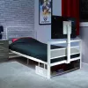 XROCKER igralna enojna postelja 90x190cm s kovinskim nosilcem za TV, bela