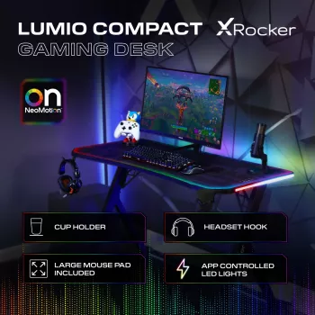 X Rocker Lumio RGB igralna miza z LED osvetlitvijo in podlogo za miško