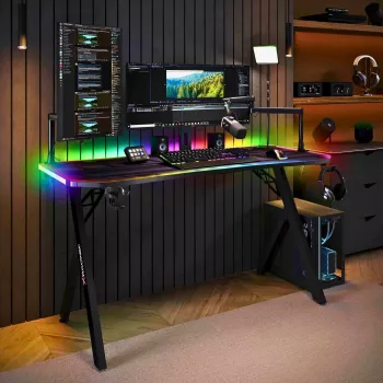 X Rocker Lumio XL RGB igralna miza z RGB osvetlitvijo in podlogo za miško, 140 cm