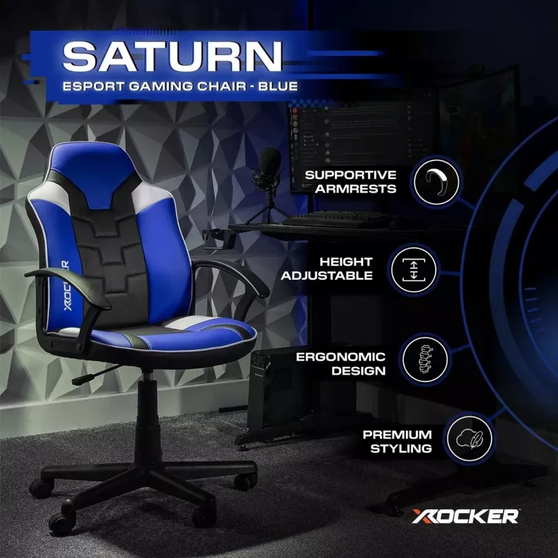 X Rocker Saturn igralni stol za otroke in mladostnike, moder
