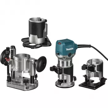 Makita RT0702CX3J rezkalnik robov 710W 8mm vpenjalna glava s 3 osnovami MAKPAC kovček