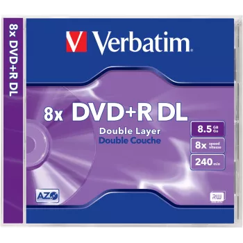 Verbatim DVD+R DL 8,5 GB Double Layer 8x AZO 5 kosov v škatli Jewel Case