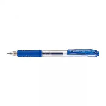 Pentel Hybrid Gel Grip gel kemični svinčnik na klik – modro črnilo – 0,7 mm srednja konica – kovinska sponka – prozorno modro ohišje